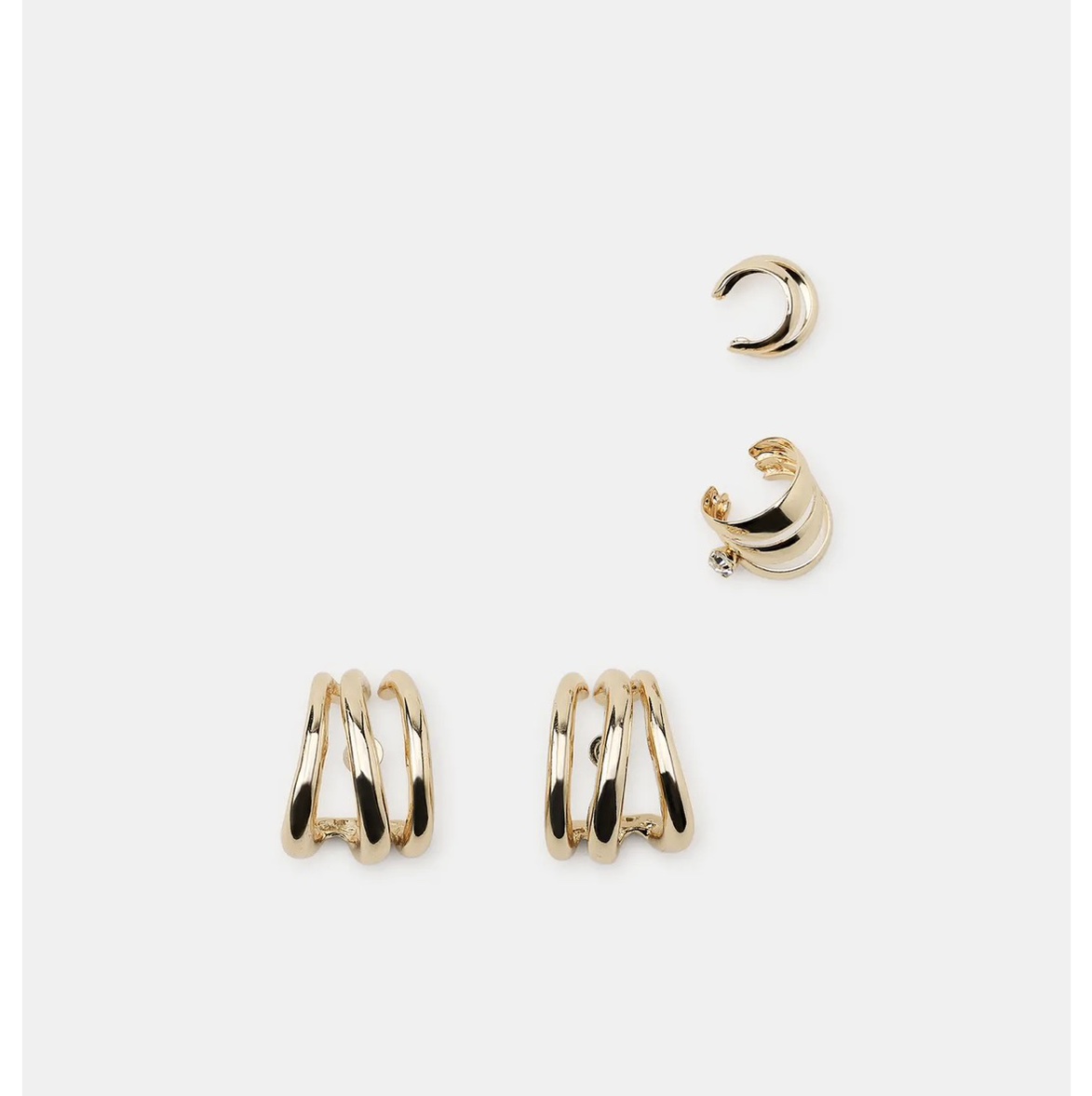 PACK OF TRIPLE HOOP EAR CUFF EARRINGS