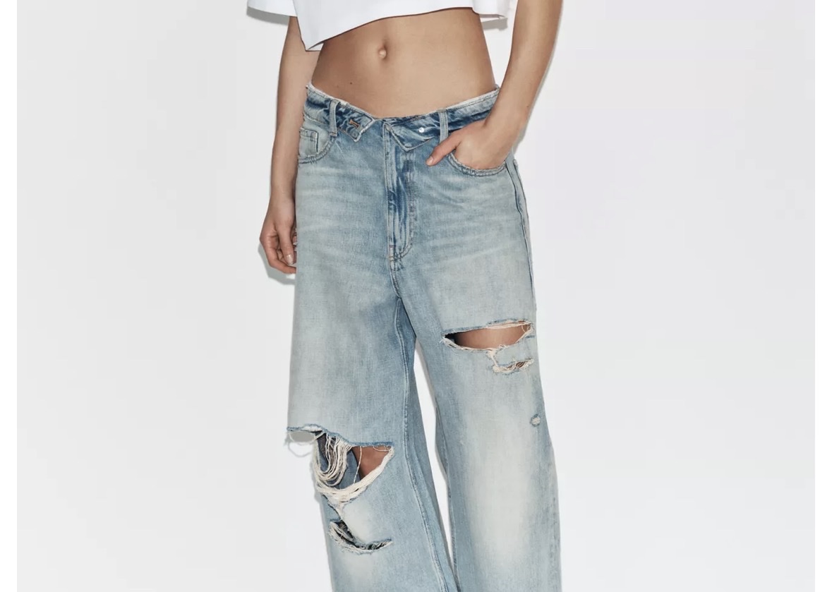 TRF FOLDED WAIST MID-RISE JEANS