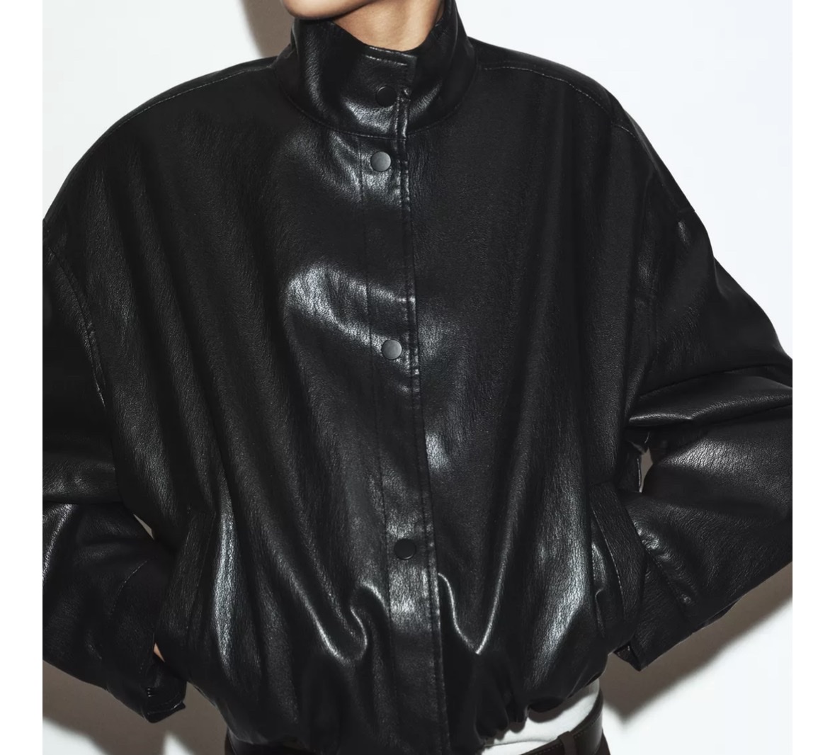 Faux Leather Padded Bomber Jacket