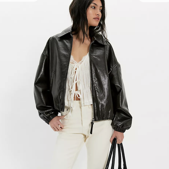 Citizens of Humanity Bubble Hem Leather Bomber Jacket