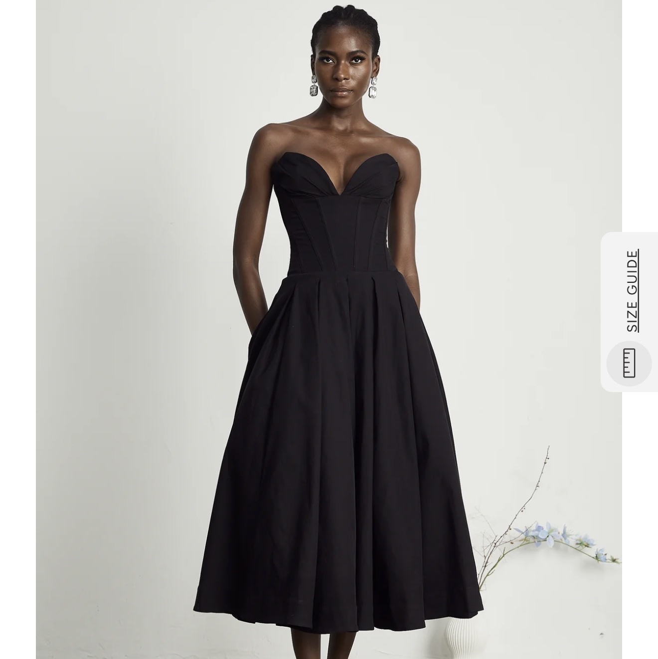 Katherine Black Off-Shoulder Corset Midi Dress