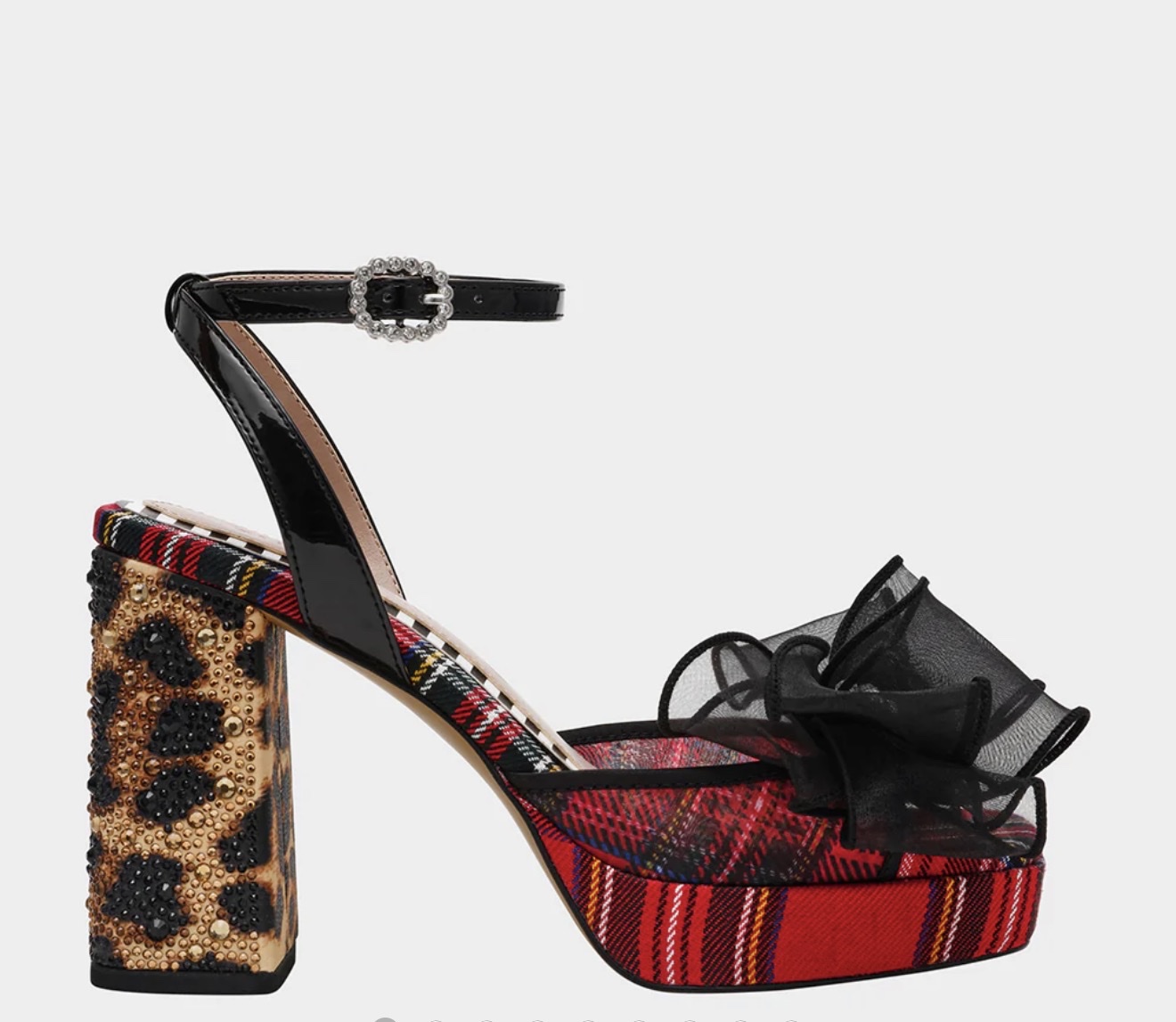 PALLOMA RED PLAID Women's Platform Block Heel