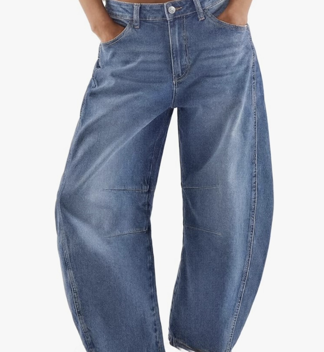 Trendy Queen Women‘s Barrel Jeans - Wide Leg & High Waisted Denim Pants with Cur