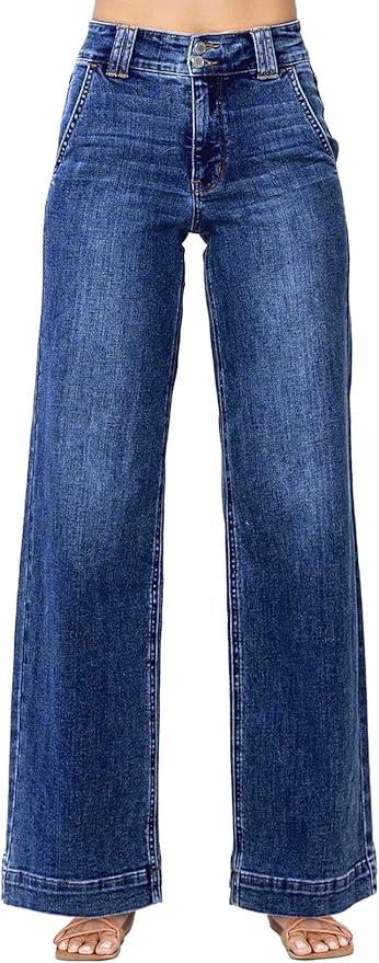 Astylish Women's High Waisted Wide Leg Straight Jeans