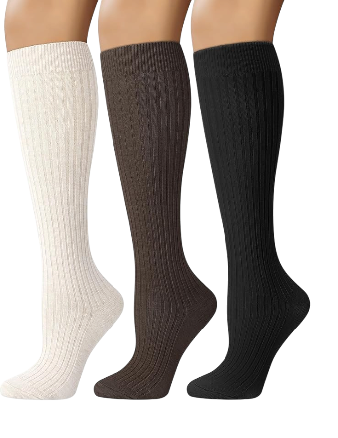 Justay 3 Pairs Womens Knee High Socks Long Boot Slouchy Winter Knit Merino Wool