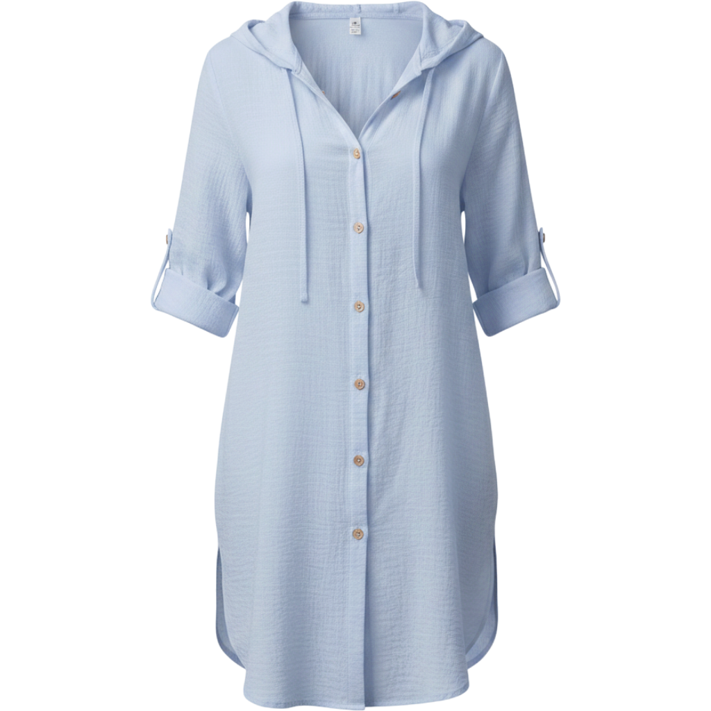 Bsubseach Bathing Suit Cover Up for Women Long Sleeve Swimsuit Coverup Sheer Dresses Button Down Hooded Beach Shirt Light Blue XXL at Amazon Women’s Clothing store