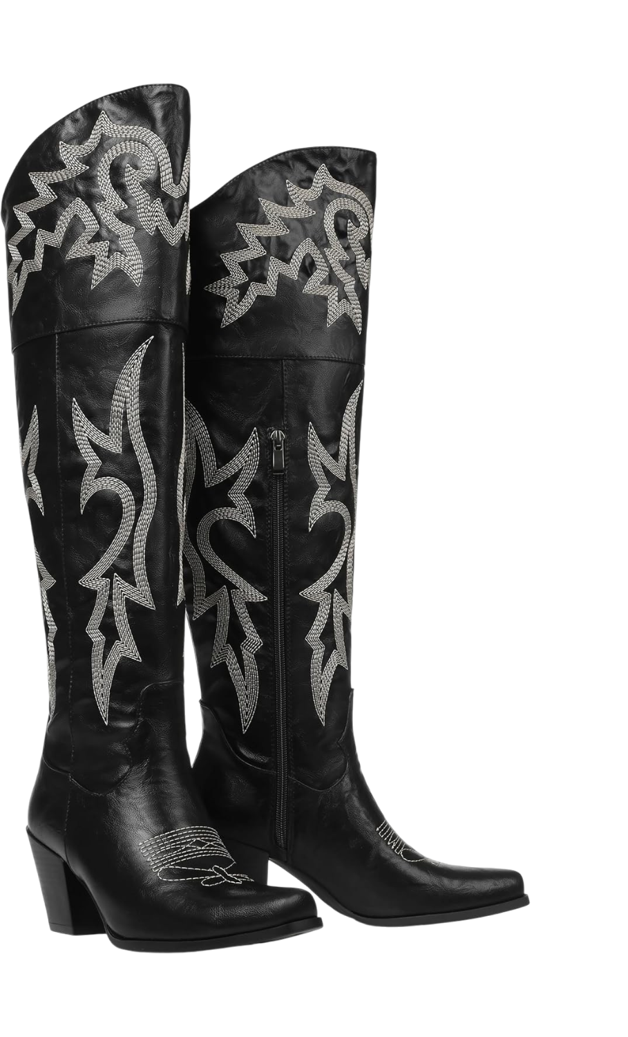 Eteridrey Over The Knee Boots for Women Cowboy Boots Pointed Toe Chunky Cowgirl Boot Classic Embroidered Western Boot