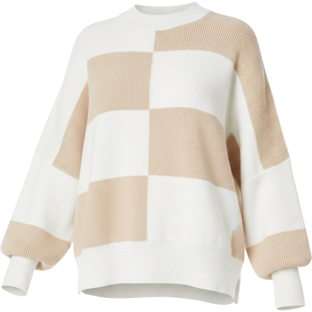Free People, Womens, Checker Easy Street Tunic, White Sand Combo, Small
