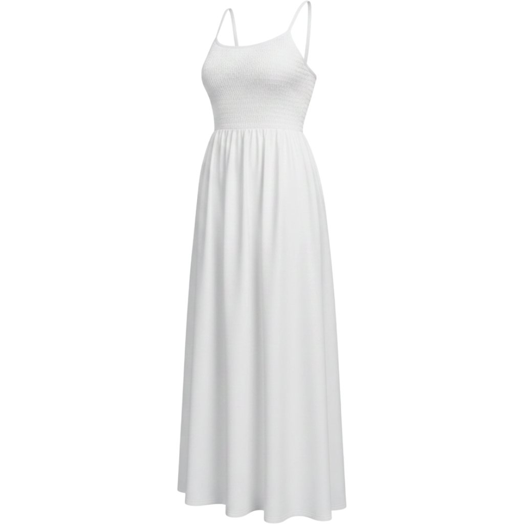 Sleeveless Cotton-Poplin Smocked-Bodice Midi Dress