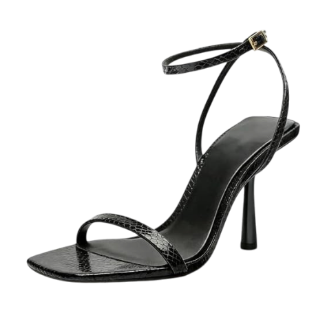 Women's One-Strap Stiletto Sexy Sandals with Adjust Ankle Buckle Fashion Strappy