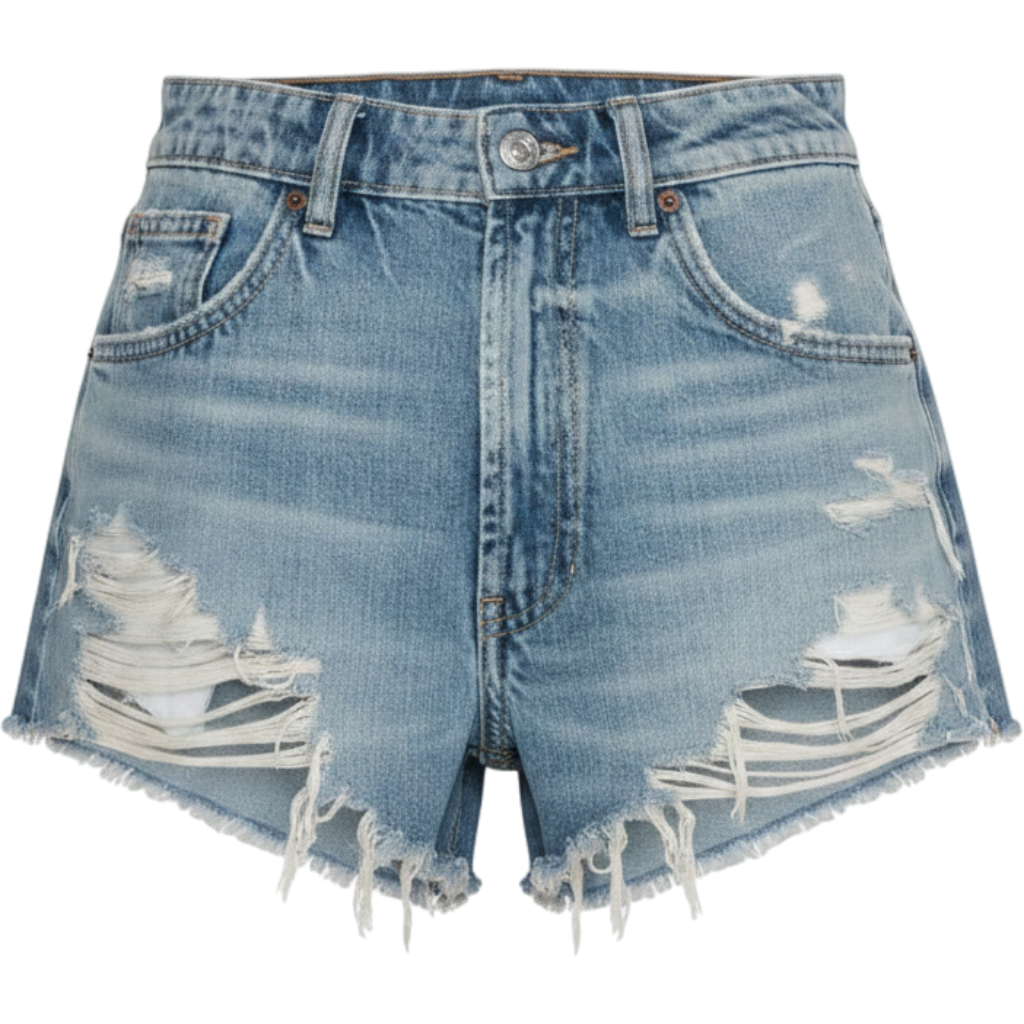 TRF RIPPED HIGH-WAISTED DENIM SHORTS