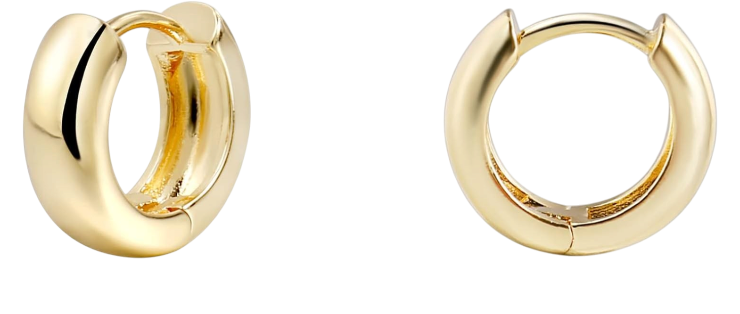 CONRAN KREMIX Small Thick Gold Chunky Hoop Earrings Lightweight Huggie Hoops For