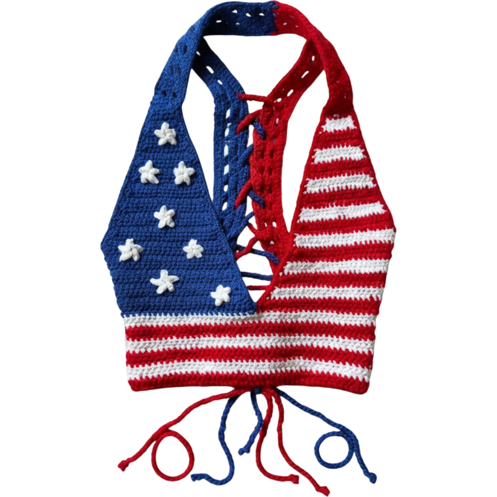 American Flag Crochet Crop Top