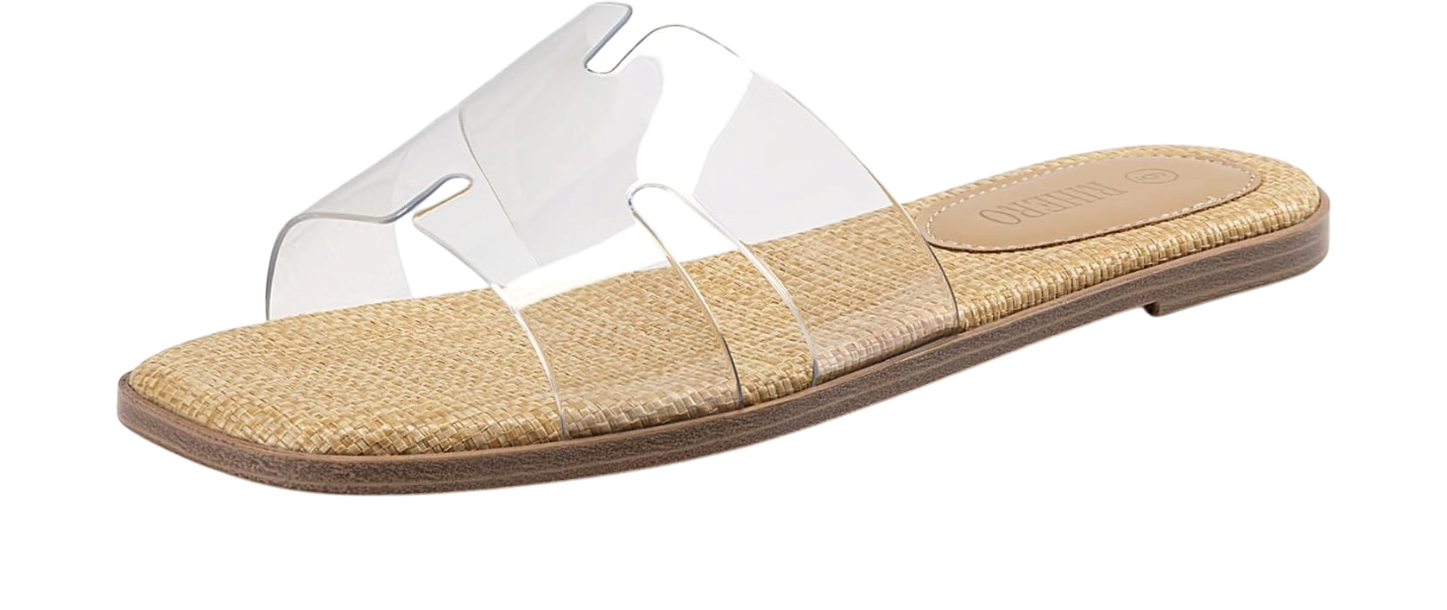 Rihero Women's Dressy Flat Sandals Comfortable Slip On Leather Slide Sandals