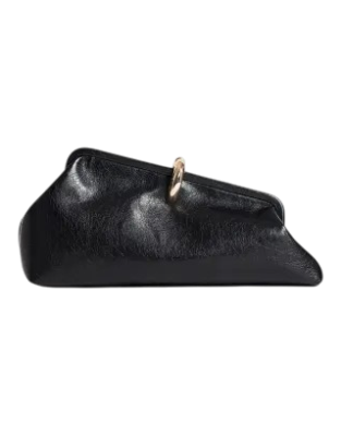 Topshop Carlie medium clutch with hardware in black