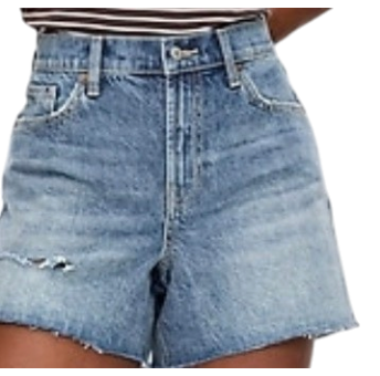 Curvy High-Waisted Baggy Jean Cut-Off Shorts -- 5-inch inseam