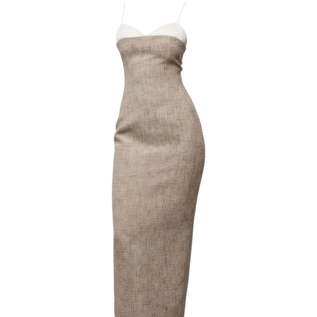 Tweed Contrast Detail Midi Dress