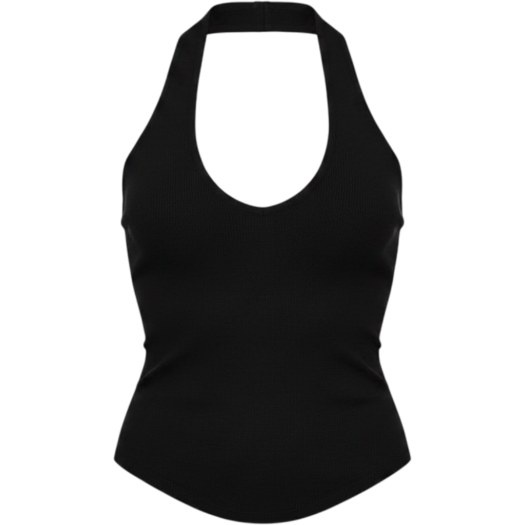 ROUNDED HEM HALTER TOP