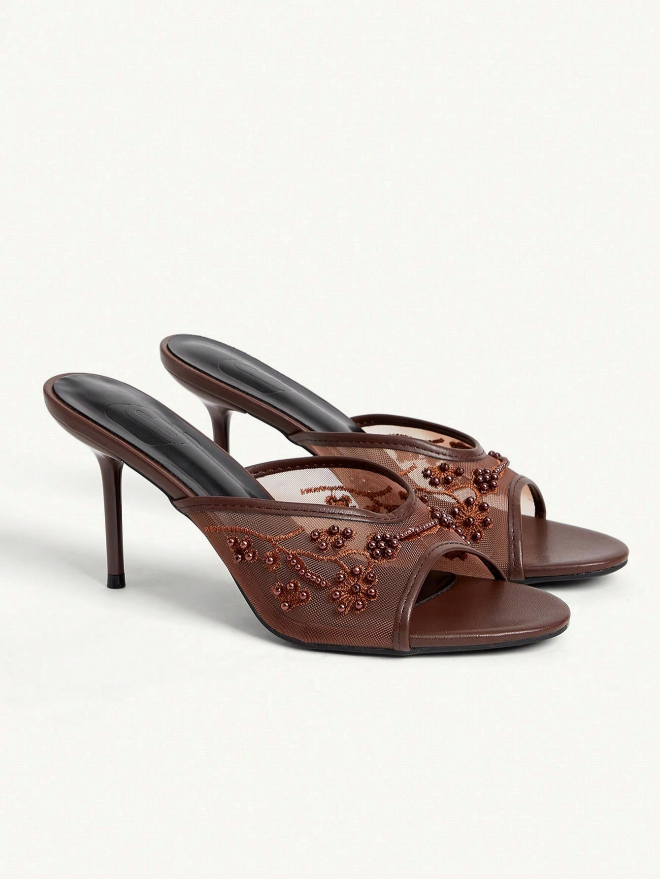 CUCCOO CHICEST Women Shoes Summer New Embroidery Beaded Round Toe Thin Heel High