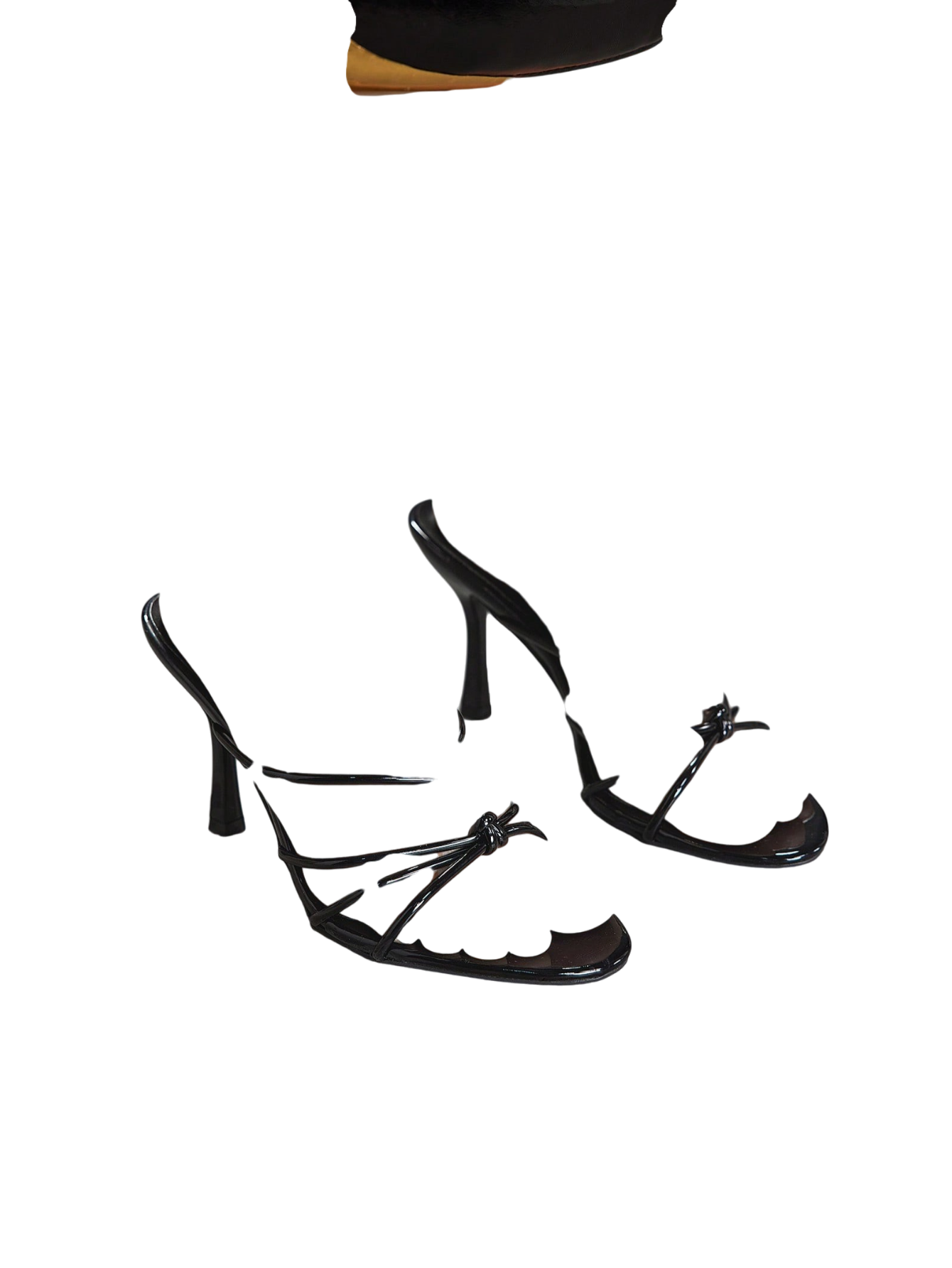 CUCCOO SZL Women Shoes Spring And Summer New Black Round Toe Stiletto Thin Strip
