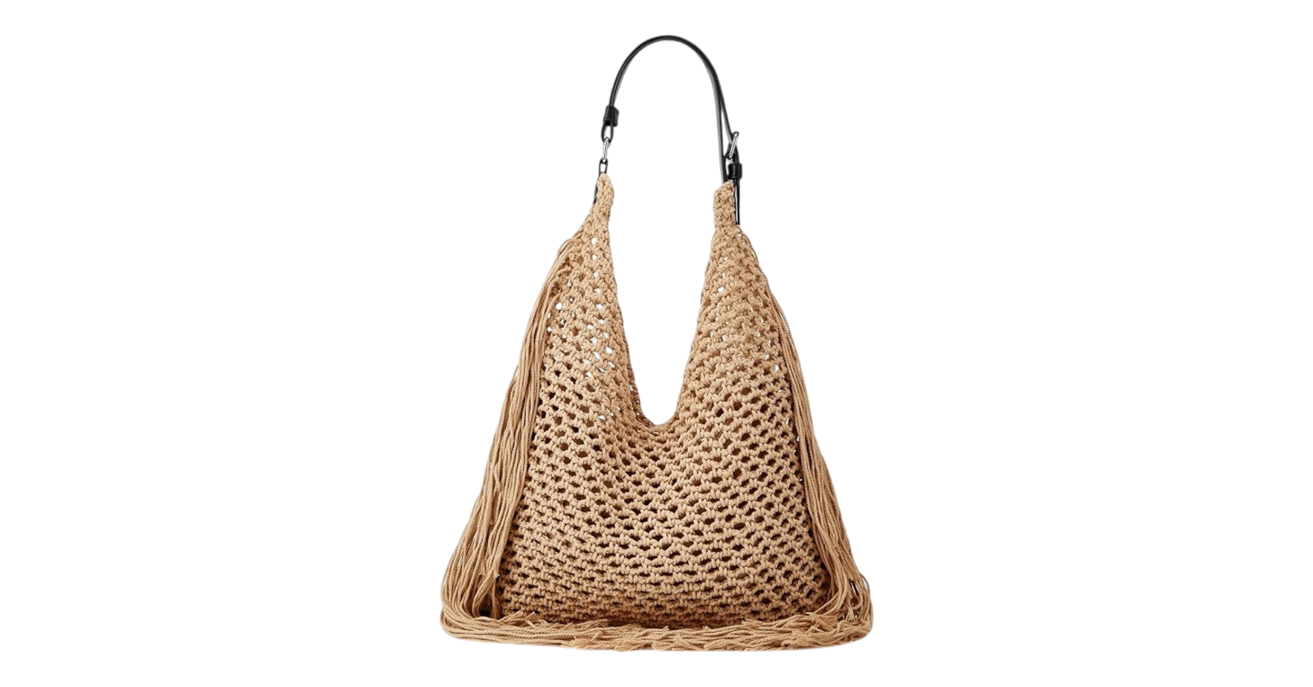 Summer Crochet Shoulder Bags for Women Fringe Hollow Woven Hobo Tote Handbag Lar
