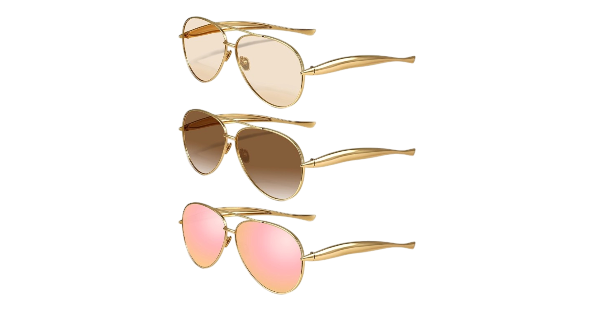 YDAOWKN Retro Gold Aviator Sunglasses for Women Men, Metal Oversized 70s Aviator