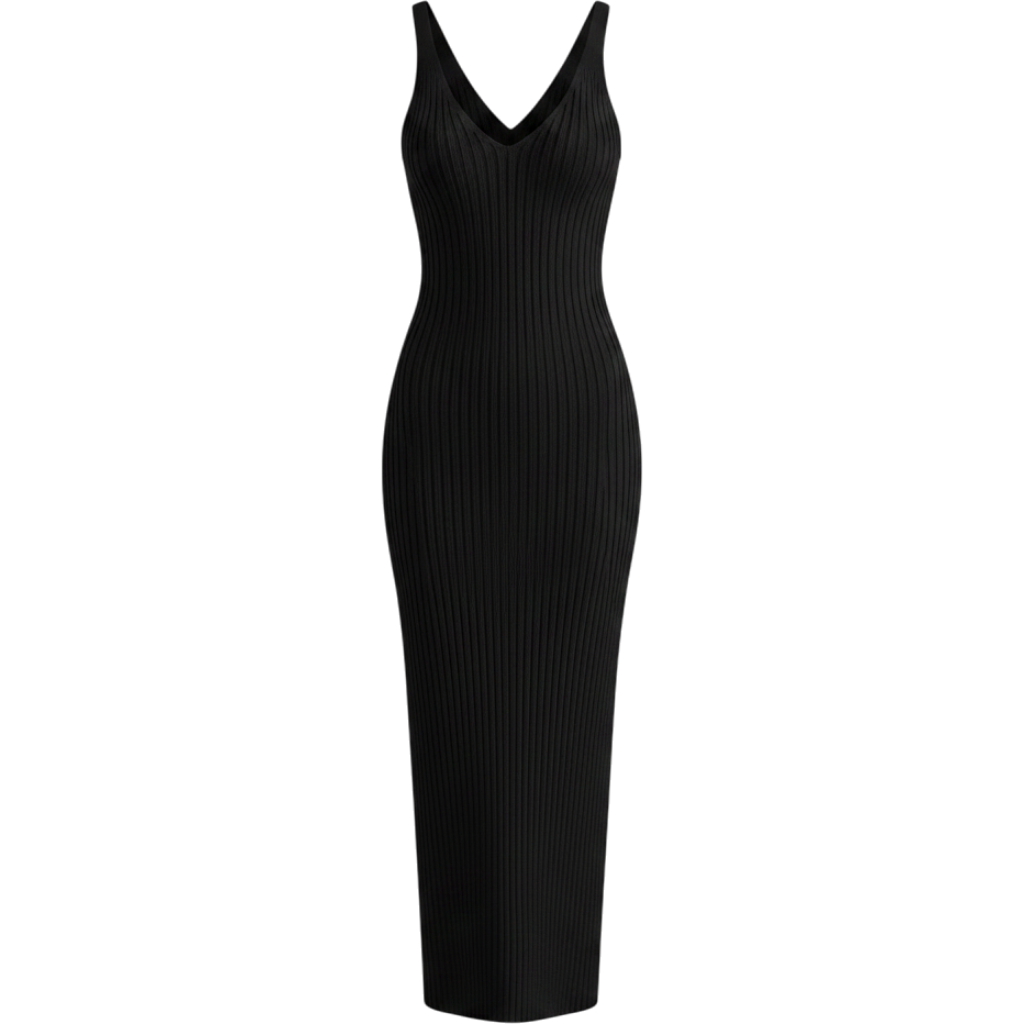 MEROKEETY Womens Summer Bodycon Knit Midi Dress 2026 Deep V Neck Sleeveless Baby