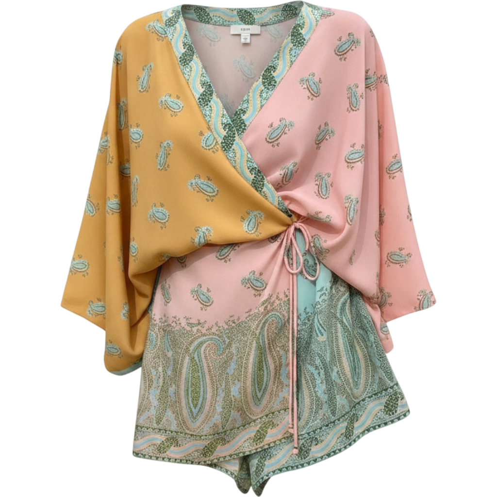 Bohemian All-Over Print Sheer Silk Mini Dress, New Arrival Spring/Summer Vacatio