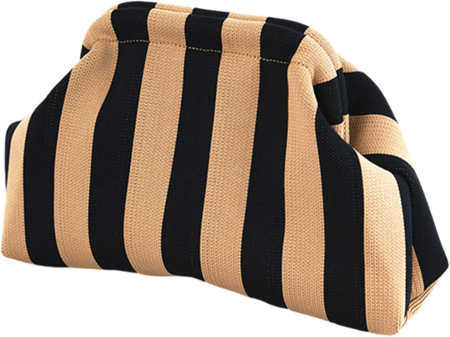 Woven Crochet Dumpling Clutch, Black Yellow