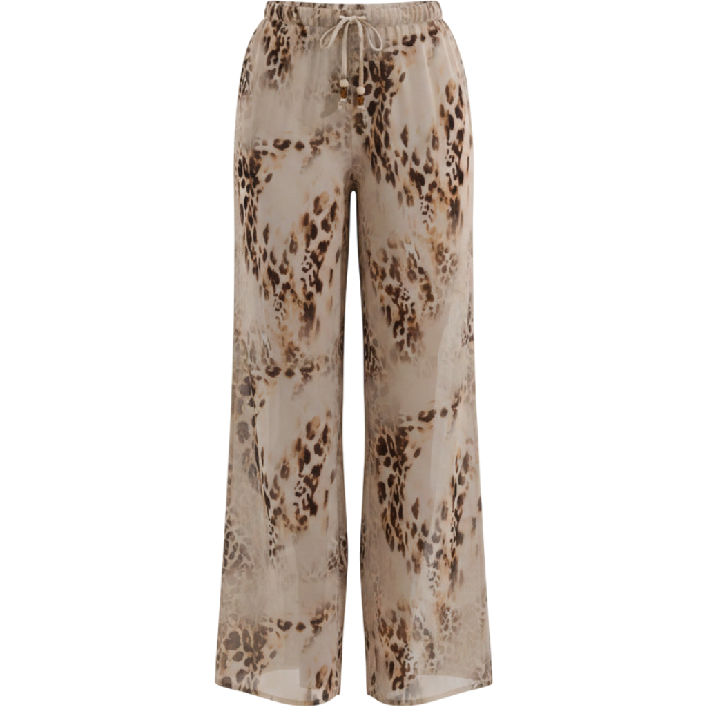 Opulessa Leopard Print Kimono & Wide Leg Pants Set