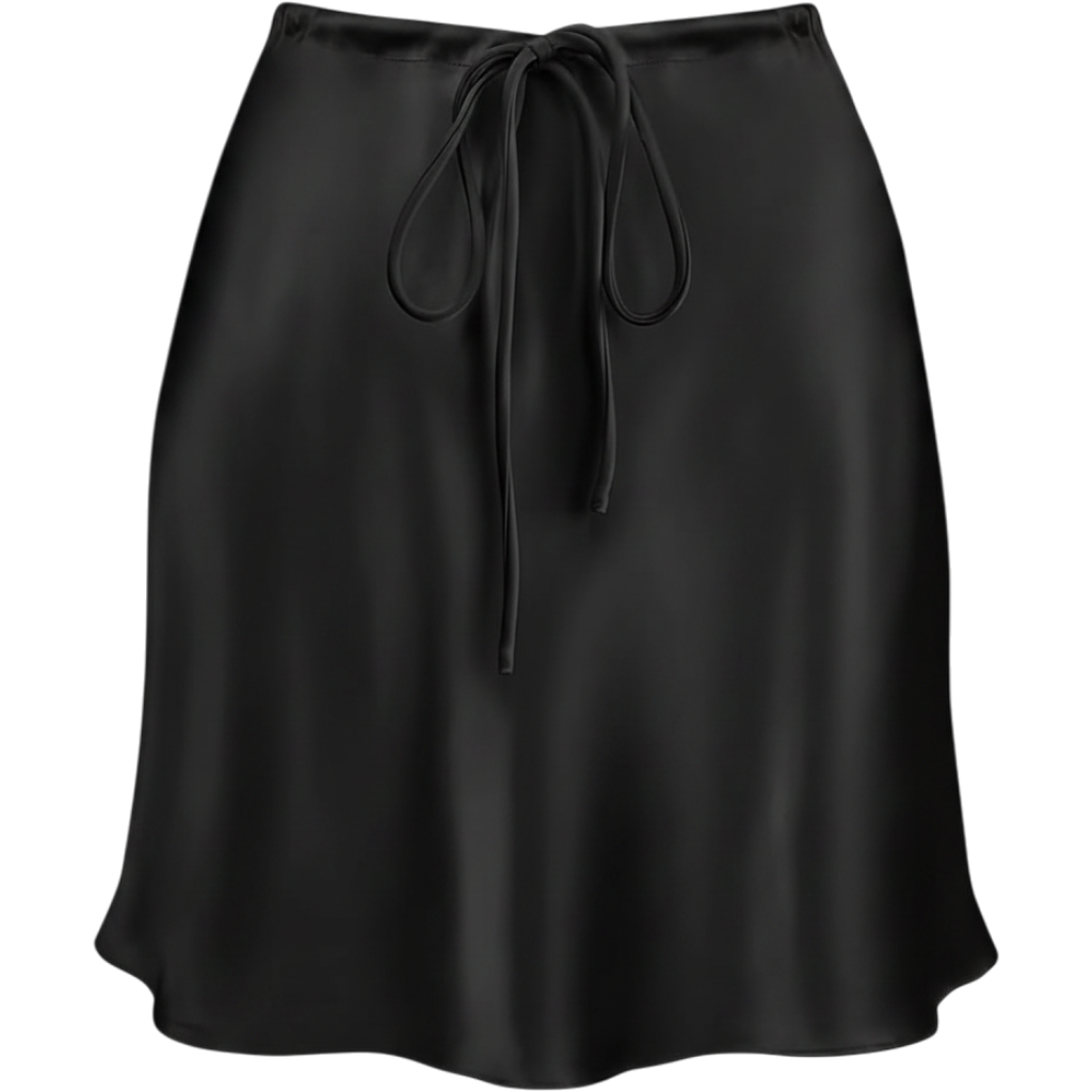 Women's Drawstring Satin Mini Skirt High Waisted Elegant Casual A-Line Flare