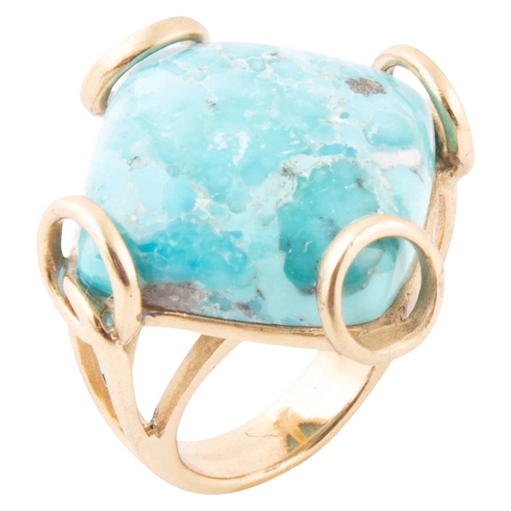 Blue Turquoise Rhombus Statement Ring