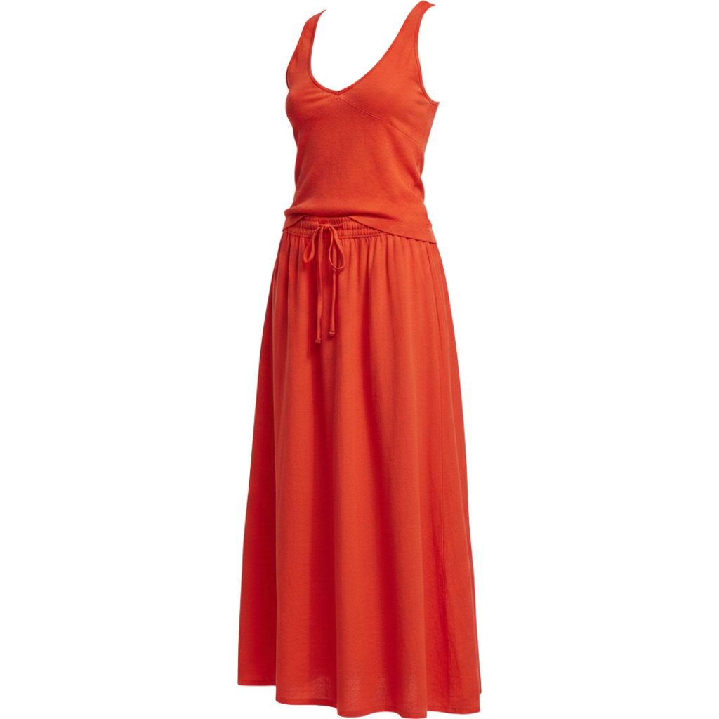 Women 2 Piece Skirt Set Summer V Neck Backless Halter Cami Crop Top and Flowy A